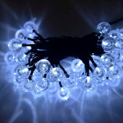 HSD 50 Led Blue & White Crystal Ball Lights (12M) - Solar Power Lights For Christmas, Weddings, And Home Decor - image 1