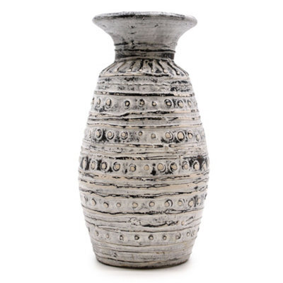 Serenityy Classic Shaped Terracotta Vase - Cream, Neutral Painted Patterns, 1.8Kg, 3.5Cm Neck Diameter - image 1