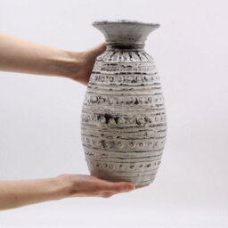 Serenityy Classic Shaped Terracotta Vase - Cream, Neutral Painted Patterns, 1.8Kg, 3.5Cm Neck Diameter - thumbnail 2