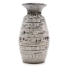 Serenityy Classic Shaped Terracotta Vase - Cream, Neutral Painted Patterns, 1.8Kg, 3.5Cm Neck Diameter