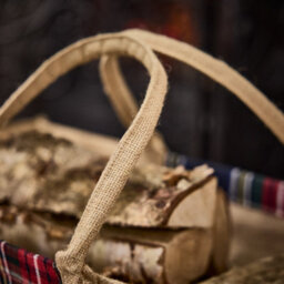 Dibor Traditional Tartan Plaid Natural Firewood Log Storage Jute Bag - thumbnail 5