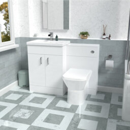 Nes Home 1100mm Freestanding White Basin Vanity Unit & Back To Wall Toilet - thumbnail 1