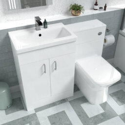 Nes Home 1100mm Freestanding White Basin Vanity Unit & Back To Wall Toilet - thumbnail 5