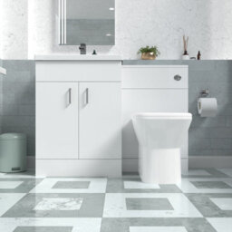Nes Home 1100mm Freestanding White Basin Vanity Unit & Back To Wall Toilet - thumbnail 2