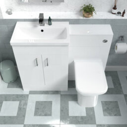 Nes Home 1100mm Freestanding White Basin Vanity Unit & Back To Wall Toilet - thumbnail 3