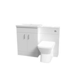 Nes Home 1100mm Freestanding White Basin Vanity Unit & Back To Wall Toilet - thumbnail 6