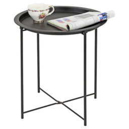 Navy Metal Round Side Table Coffee Bedside Table Garden Balcony - thumbnail 4