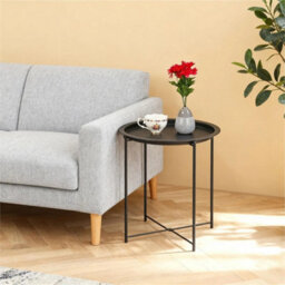 Navy Metal Round Side Table Coffee Bedside Table Garden Balcony - thumbnail 5