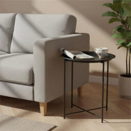 Navy Metal Round Side Table Coffee Bedside Table Garden Balcony - thumbnail 3