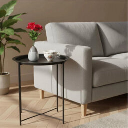 Navy Metal Round Side Table Coffee Bedside Table Garden Balcony - thumbnail 6