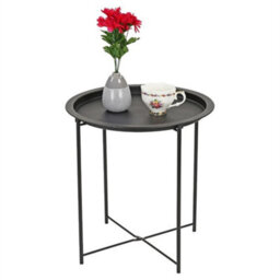Navy Metal Round Side Table Coffee Bedside Table Garden Balcony