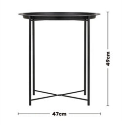 Navy Metal Round Side Table Coffee Bedside Table Garden Balcony - thumbnail 2