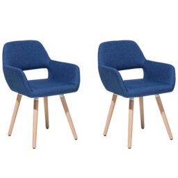Beliani Set Of 2 Dining Chairs Chicago Fabric Navy Blue
