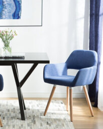 Beliani Set Of 2 Dining Chairs Chicago Fabric Navy Blue - thumbnail 2