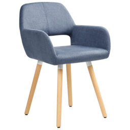 Beliani Set Of 2 Dining Chairs Chicago Fabric Navy Blue - thumbnail 4