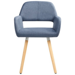 Beliani Set Of 2 Dining Chairs Chicago Fabric Navy Blue - thumbnail 6