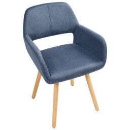 Beliani Set Of 2 Dining Chairs Chicago Fabric Navy Blue - thumbnail 7