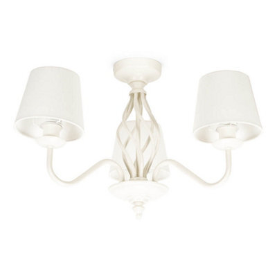 Valuelights Memphis Traditional Cream 3 Light Ceiling Light Chandelier With Fabric Lampshades - Bulbs Included - image 1
