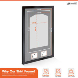 "AK Frames 90X60Cm Matte Black Football Shirt Frame With Mid Grey Mount - 58X40Cm Shirt Window Plus Two 5X3.5"" Photo Apertures" - thumbnail 3