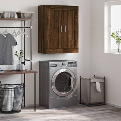 Berkfield Wall Mounted Cabinet Brown Oak 69.5X34X90 Cm Engineered Wood - image 1