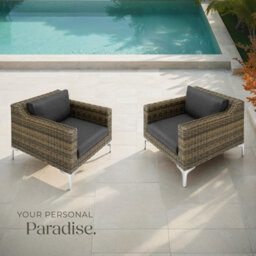 Tectake Villa Nova Modular Rattan Set With Aluminum Frame, Set Of 5, 2-Seater - Mottled Anthracite - thumbnail 8