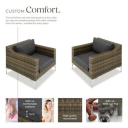 Tectake Villa Nova Modular Rattan Set With Aluminum Frame, Set Of 5, 2-Seater - Mottled Anthracite - thumbnail 3