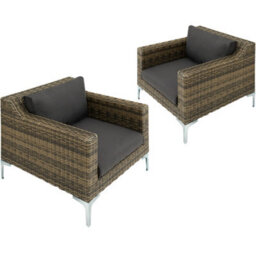 Tectake Villa Nova Modular Rattan Set With Aluminum Frame, Set Of 5, 2-Seater - Mottled Anthracite - thumbnail 1