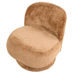 Beliani Swivel Armchair Aylo Chenille Golden Brown - thumbnail 5