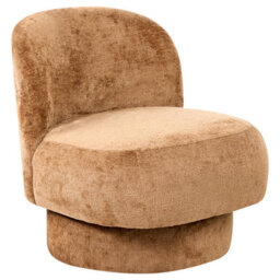 Beliani Swivel Armchair Aylo Chenille Golden Brown