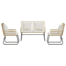 Berkfield Modern Garden Dining Set 3 Pcs Poly Rattan, Steel - thumbnail 7
