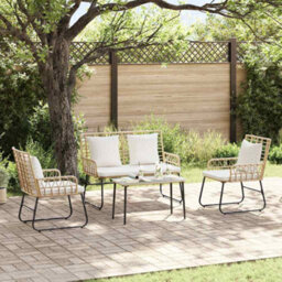 Berkfield Modern Garden Dining Set 3 Pcs Poly Rattan, Steel - thumbnail 2