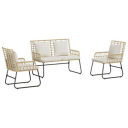 Berkfield Modern Garden Dining Set 3 Pcs Poly Rattan, Steel