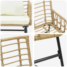 Berkfield Modern Garden Dining Set 3 Pcs Poly Rattan, Steel - thumbnail 8