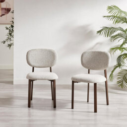 Furniturebox Uk 2X Mirelle Grey / Beige Fabric Dining Chairs Bronze Legs - thumbnail 2