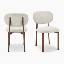 Furniturebox Uk 2X Mirelle Grey / Beige Fabric Dining Chairs Bronze Legs - thumbnail 6