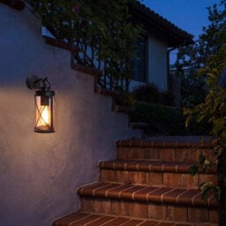 Outdoor Garden Wall Lantern Black Metal Glass Down Light - thumbnail 5