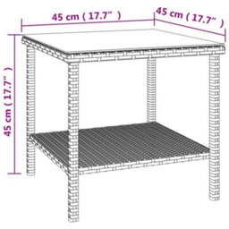 Berkfield Durable Side Table Black 45X45X45 Cm Poly Rattan And Tempered Glass - thumbnail 6