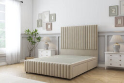 "Sloomy Madison Almond Coniston Divan Bed 2 Drawers Left Side-26"" Strutted Headboard 12"" Footboard 2'6 Small Single" - thumbnail 1