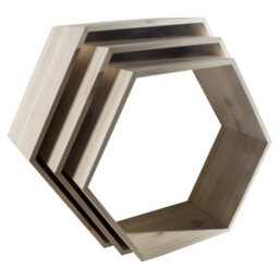 Woodeedoo Set Of 3 Hexagonal Wall Shelves Unfinished Solid Pine Hanging Display Units Home Organisation Decoration Photo Shelf - thumbnail 8