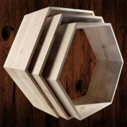 Woodeedoo Set Of 3 Hexagonal Wall Shelves Unfinished Solid Pine Hanging Display Units Home Organisation Decoration Photo Shelf - thumbnail 1