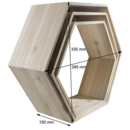Woodeedoo Set Of 3 Hexagonal Wall Shelves Unfinished Solid Pine Hanging Display Units Home Organisation Decoration Photo Shelf - thumbnail 7