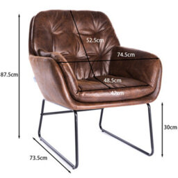 Thehotsale Brown Ufted Leisure Armchair With Metal Legs - thumbnail 6