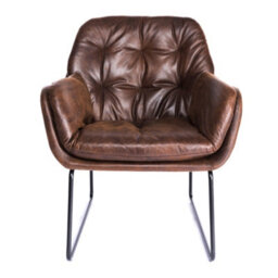 Thehotsale Brown Ufted Leisure Armchair With Metal Legs - thumbnail 3