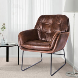 Thehotsale Brown Ufted Leisure Armchair With Metal Legs - thumbnail 2