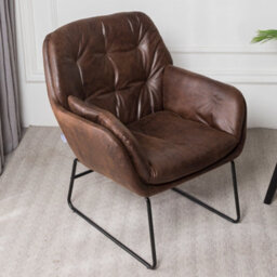 Thehotsale Brown Ufted Leisure Armchair With Metal Legs - thumbnail 1