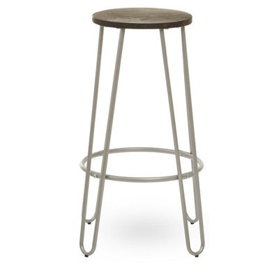 Orsina Silver Finish Metal Bar Stool, Hairpin Stool For Kitchen Counter, Versatile Breakfast Stool For Home - image 1