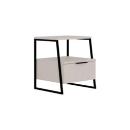 Fwstyle Sandstone 1 Door Bedside Table Nightstand Cabinet Open Shelf (H) 50 (W) 45 (D) 40.9Cm - thumbnail 4