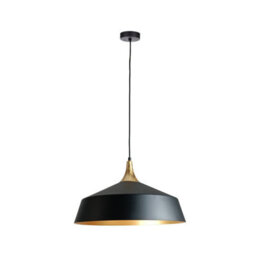 Luminosa Lighting Luminosa Layla Dome Pendant Ceiling Light Black, Gold 1X E27 - thumbnail 1