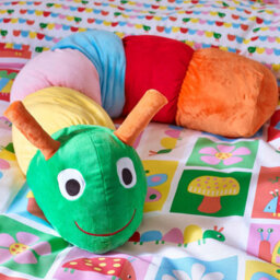 Catherine Lansfield Kids Charlee Caterpillar 3D Shaped Cushion Bright - thumbnail 1