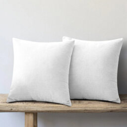 Ameha White Velvet Cushion Set, 18X18 Inch, Includes 2 Filled Cushions & 2 Covers, Soft, Breathable & Hypoallergenic - thumbnail 3